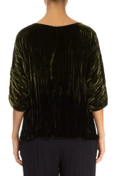 Boxy Olive Silk Velvet Ombré Blouse 2