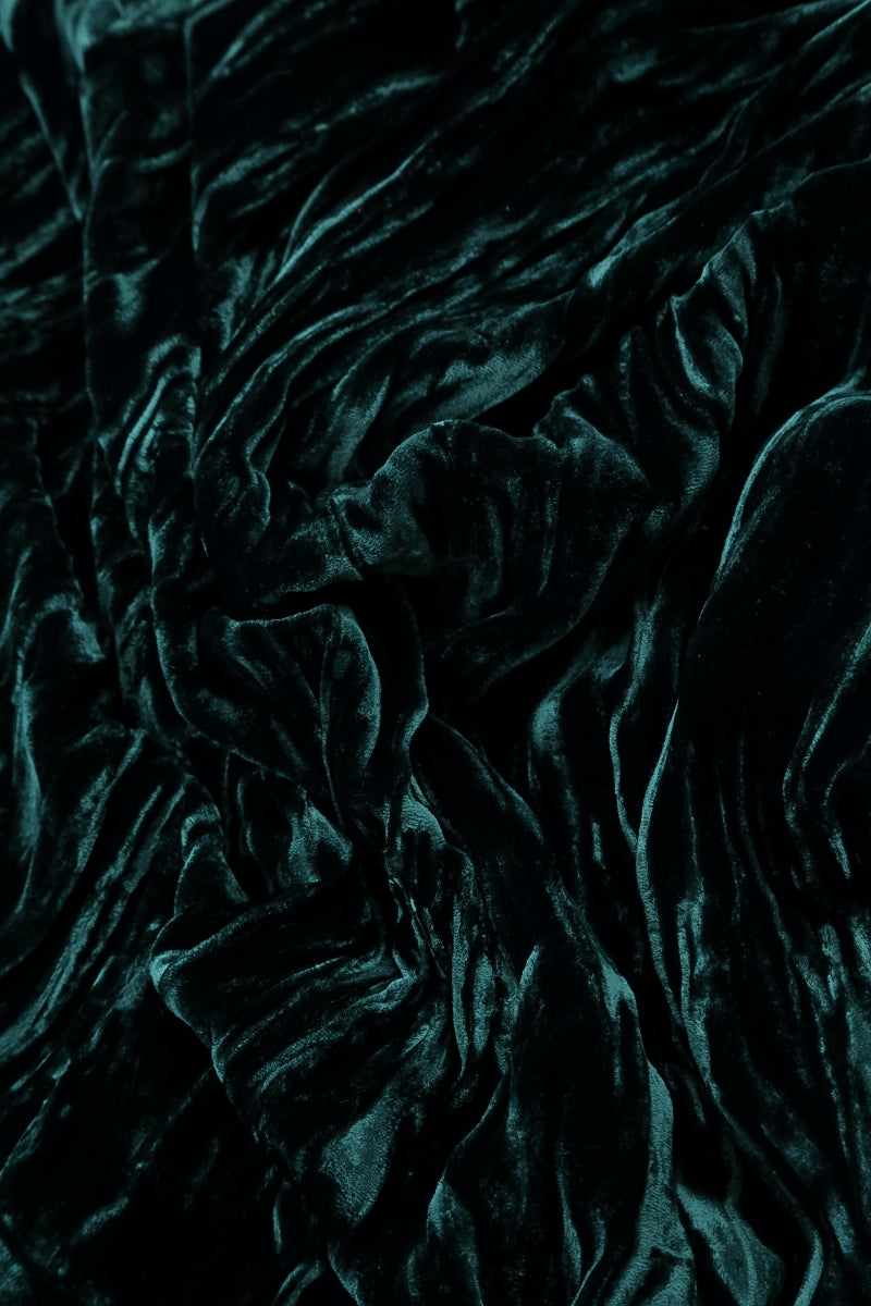 Boxy Peacock Crumpled Silk Velvet Blouse 5