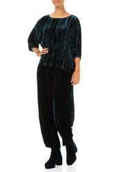 Boxy Peacock Crumpled Silk Velvet Blouse 4