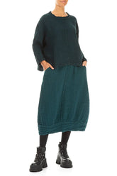 Boxy Peacock Mélange Linen Blouse 4