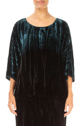 Boxy Peacock Silk Velvet Ombré Blouse 1