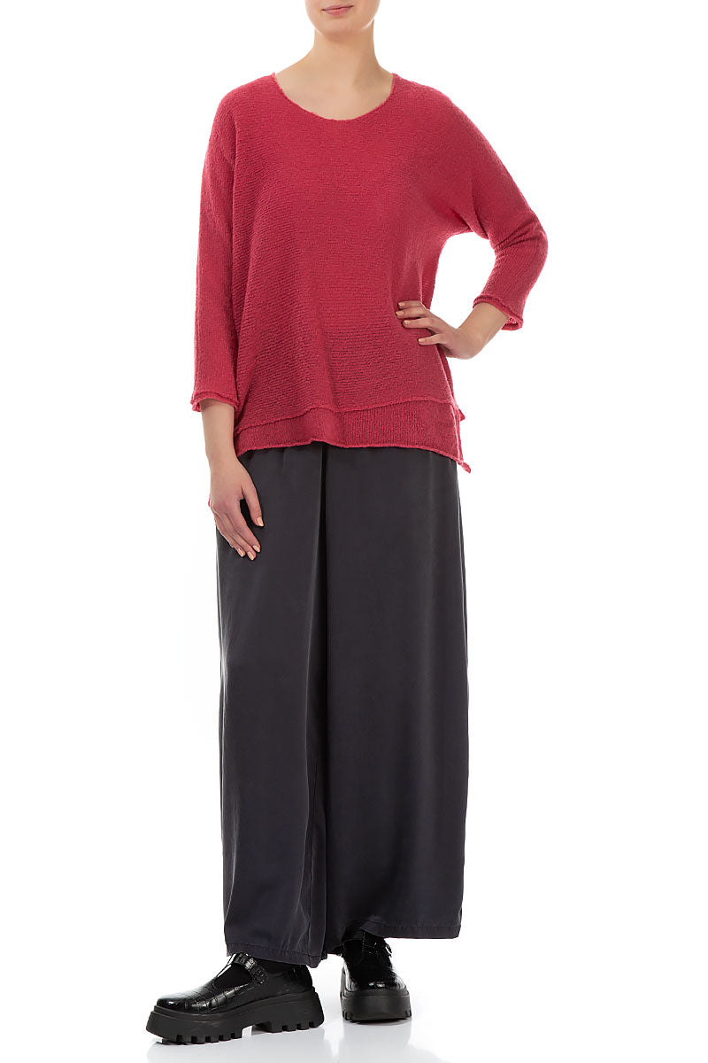 Boxy Pink Punch Wool Sweater 4