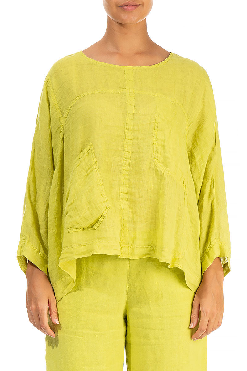 Boxy Yellow Gauze Linen Blouse 1