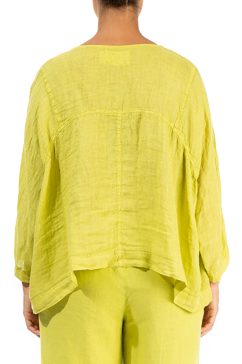 Boxy Yellow Gauze Linen Blouse 2