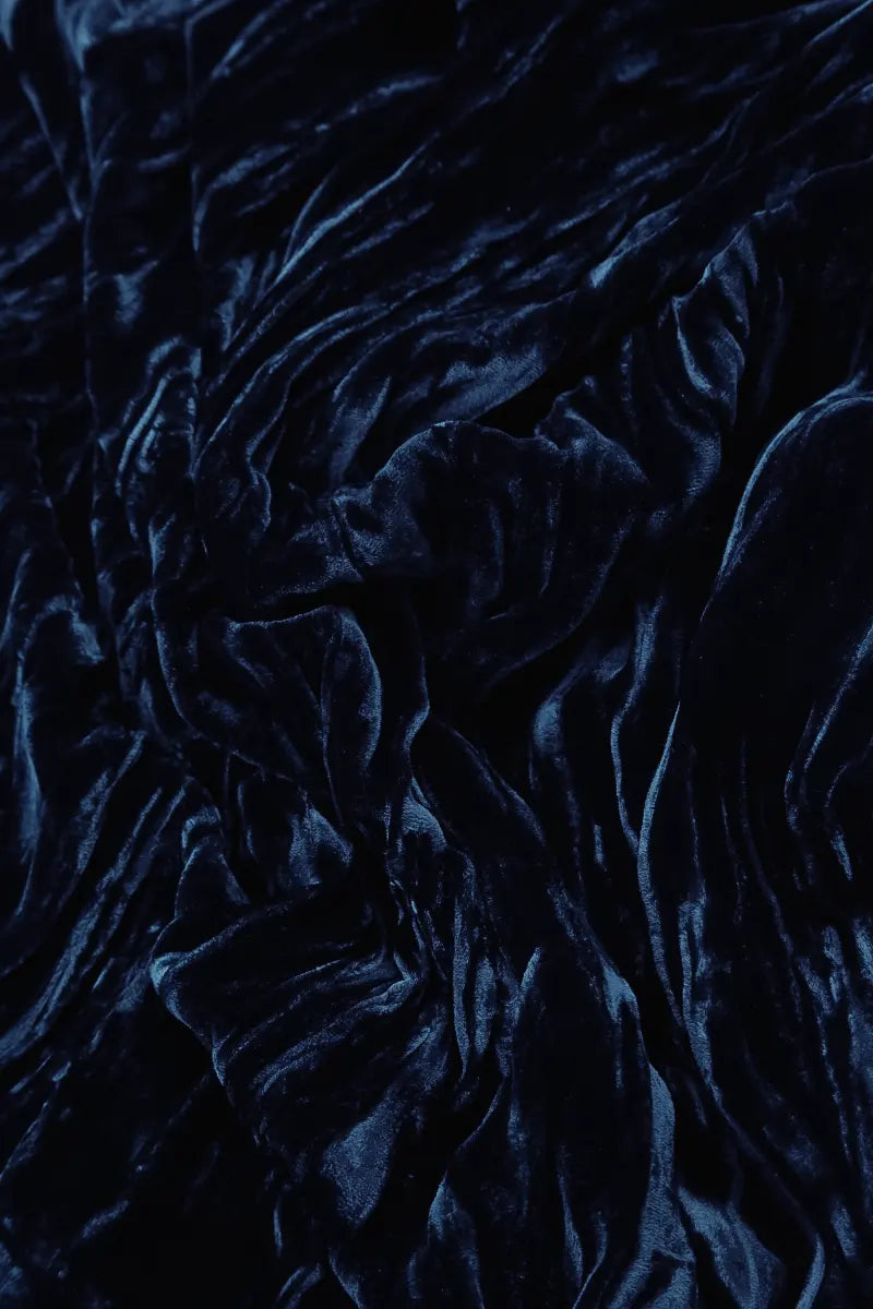 Boxy Royal Blue Crumpled Silk Velvet Blouse 5