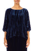 Boxy Royal Blue Crumpled Silk Velvet Blouse 1