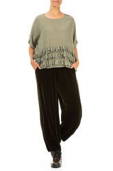 Boxy Ruffled Forest Mist Silk Viscose Blouse 4