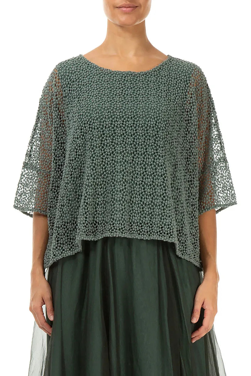 Boxy Sage Broderie Cotton Blouse 1