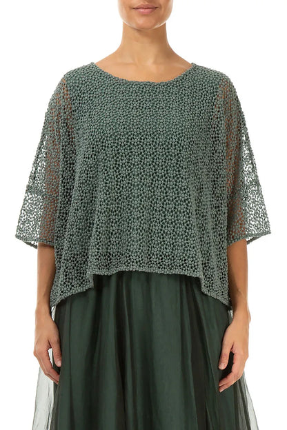 Boxy Sage Broderie Cotton Blouse 1