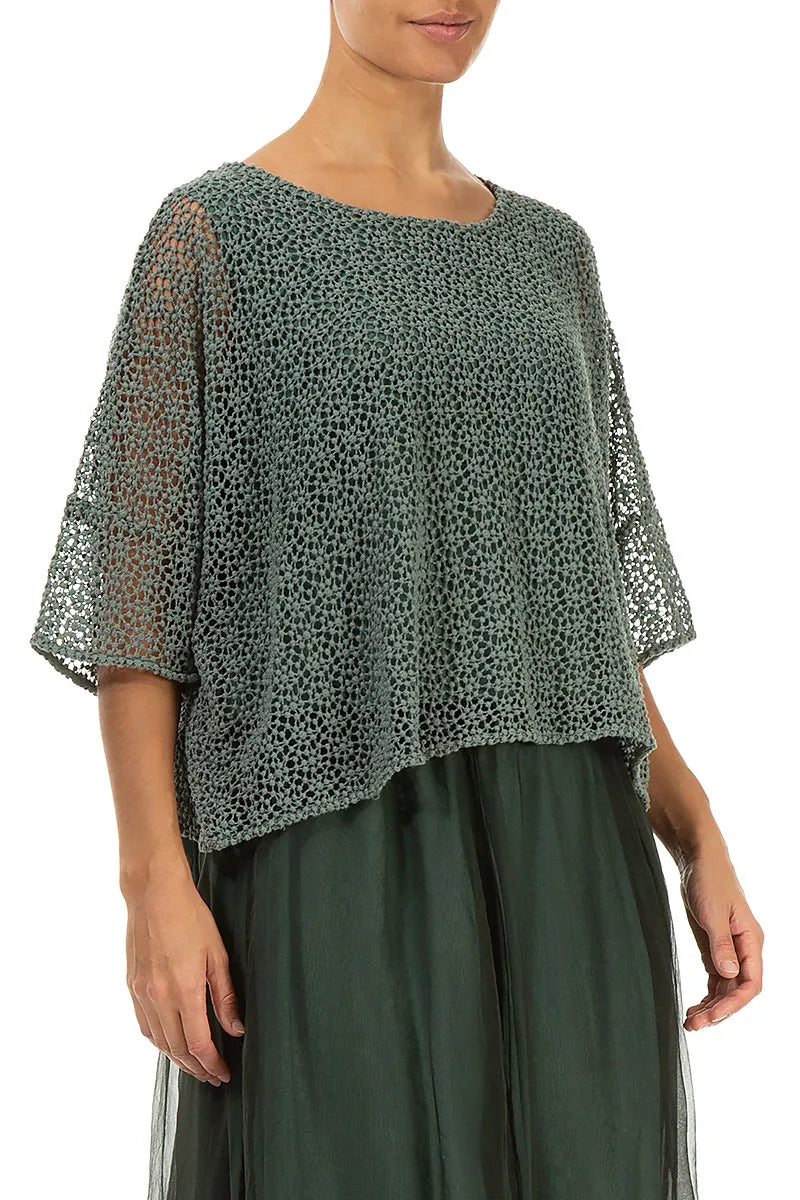 Boxy Sage Broderie Cotton Blouse 3