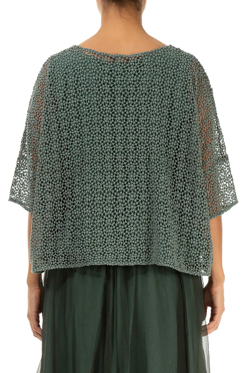 Boxy Sage Broderie Cotton Blouse 2
