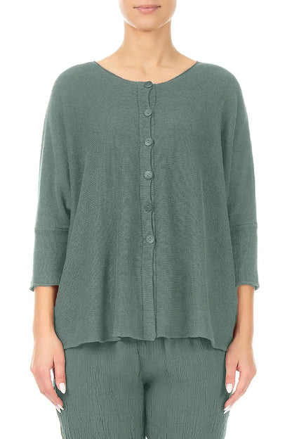 Boxy Sage Linen Cardigan 1