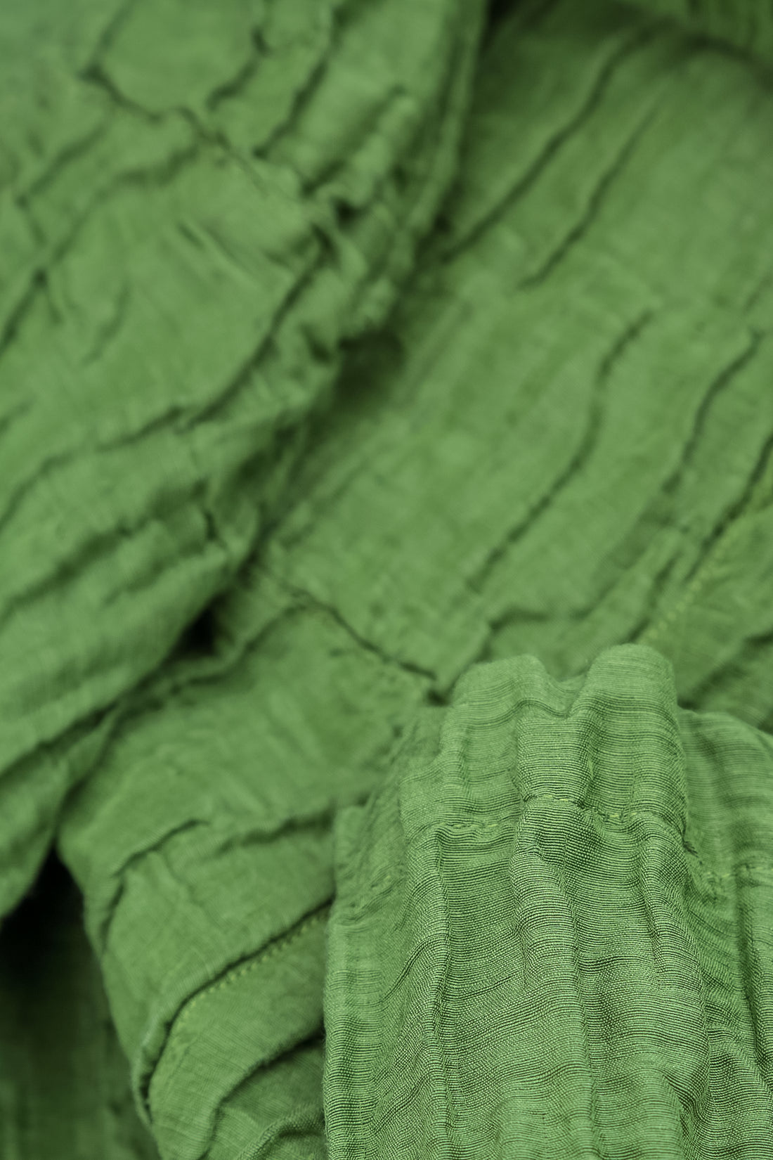 Boxy Shamrock Green Crinkled Silk Linen Blouse 5