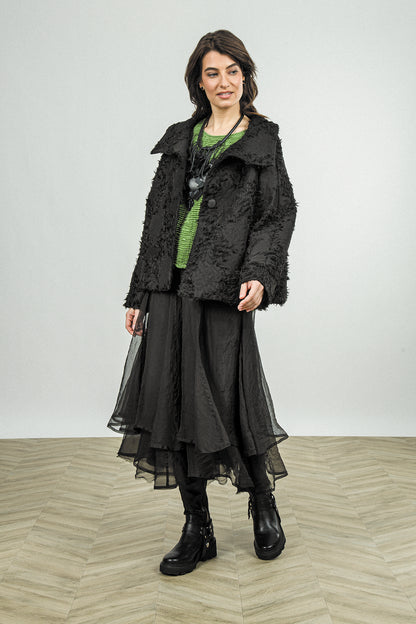 Boxy Shamrock Green Plissé Silk Blouse