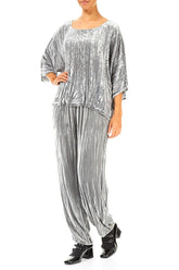 Boxy Silver Devoré Feather Silk Velvet Blouse 4