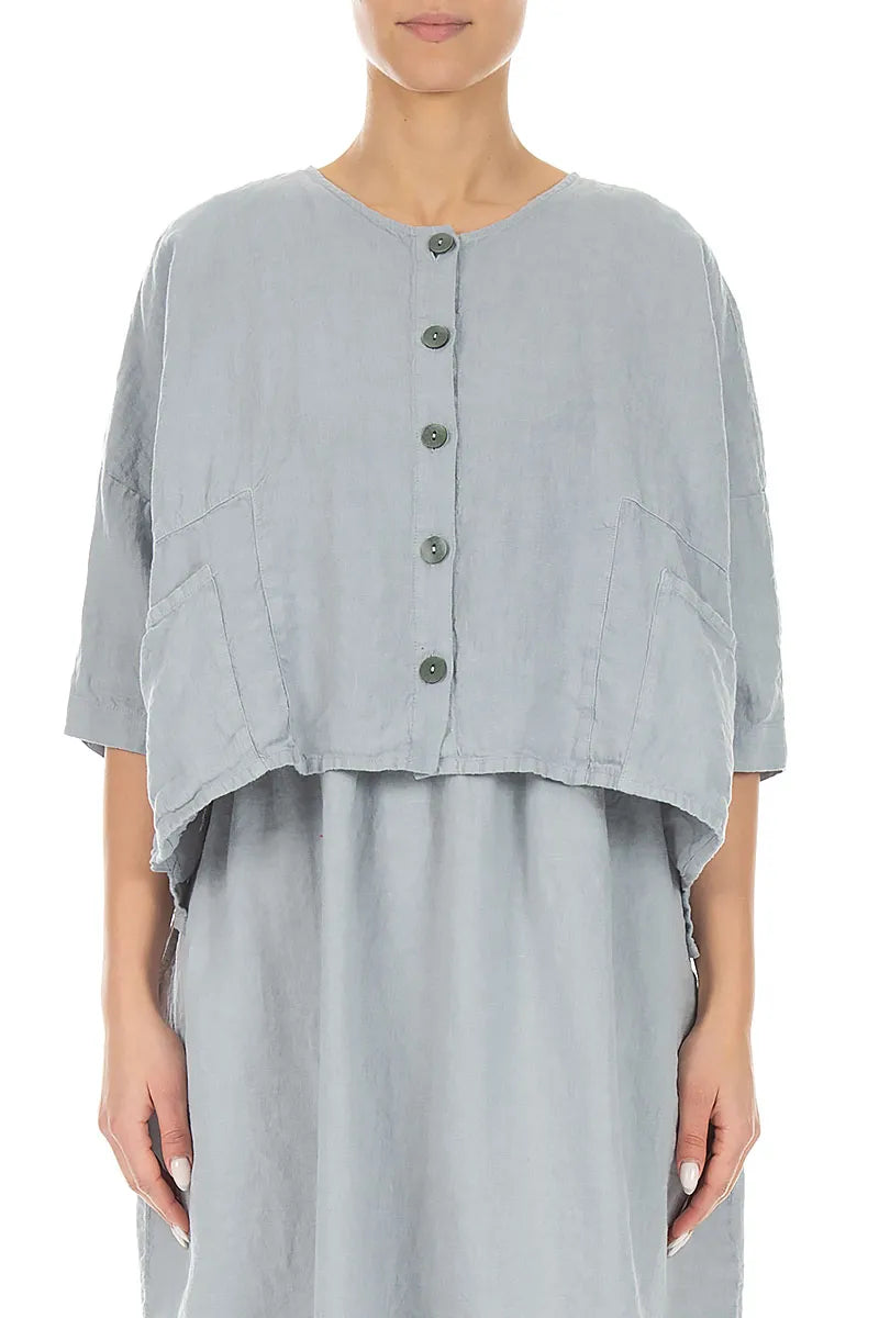 Veste ample en lin gris argenté