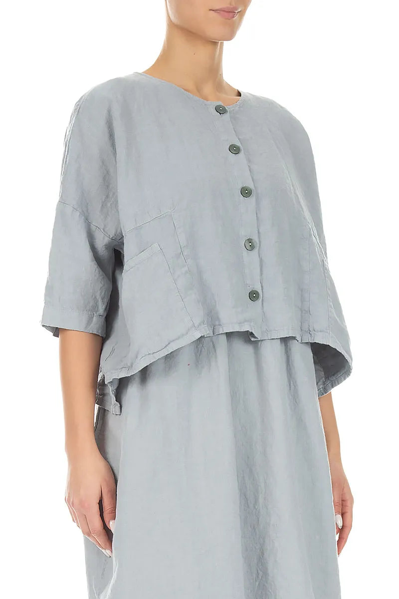 Veste ample en lin gris argenté