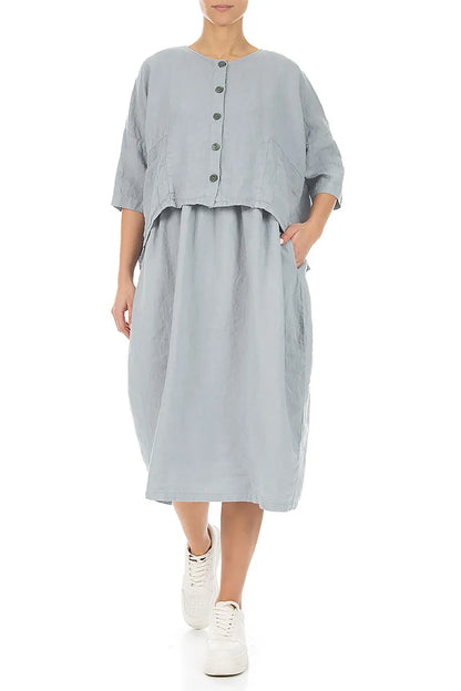 Veste ample en lin gris argenté