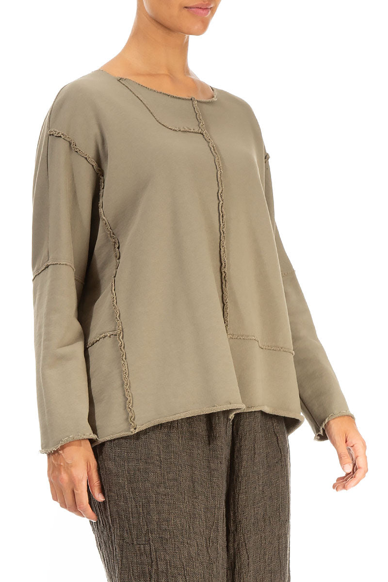 Boxy Silver Sage Cotton Jumper