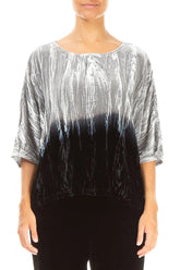 Boxy Silver Silk Velvet Ombré Blouse 1