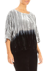 Boxy Silver Silk Velvet Ombré Blouse 3