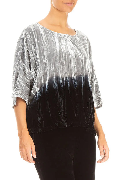 Boxy Silver Silk Velvet Ombré Blouse 3