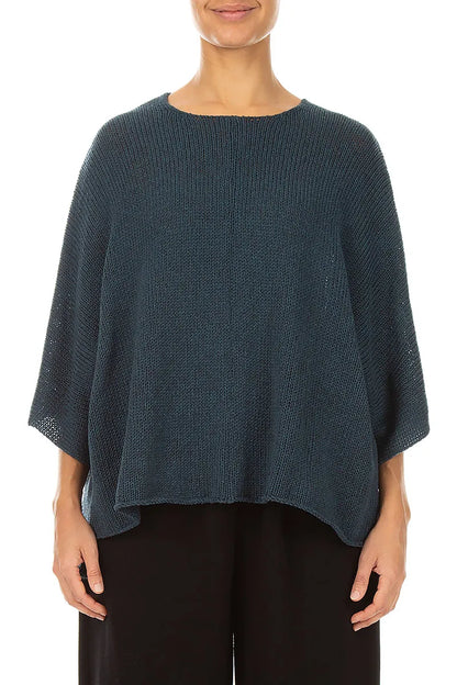 Boxy Slate Blue Merino Wool Jumper 1