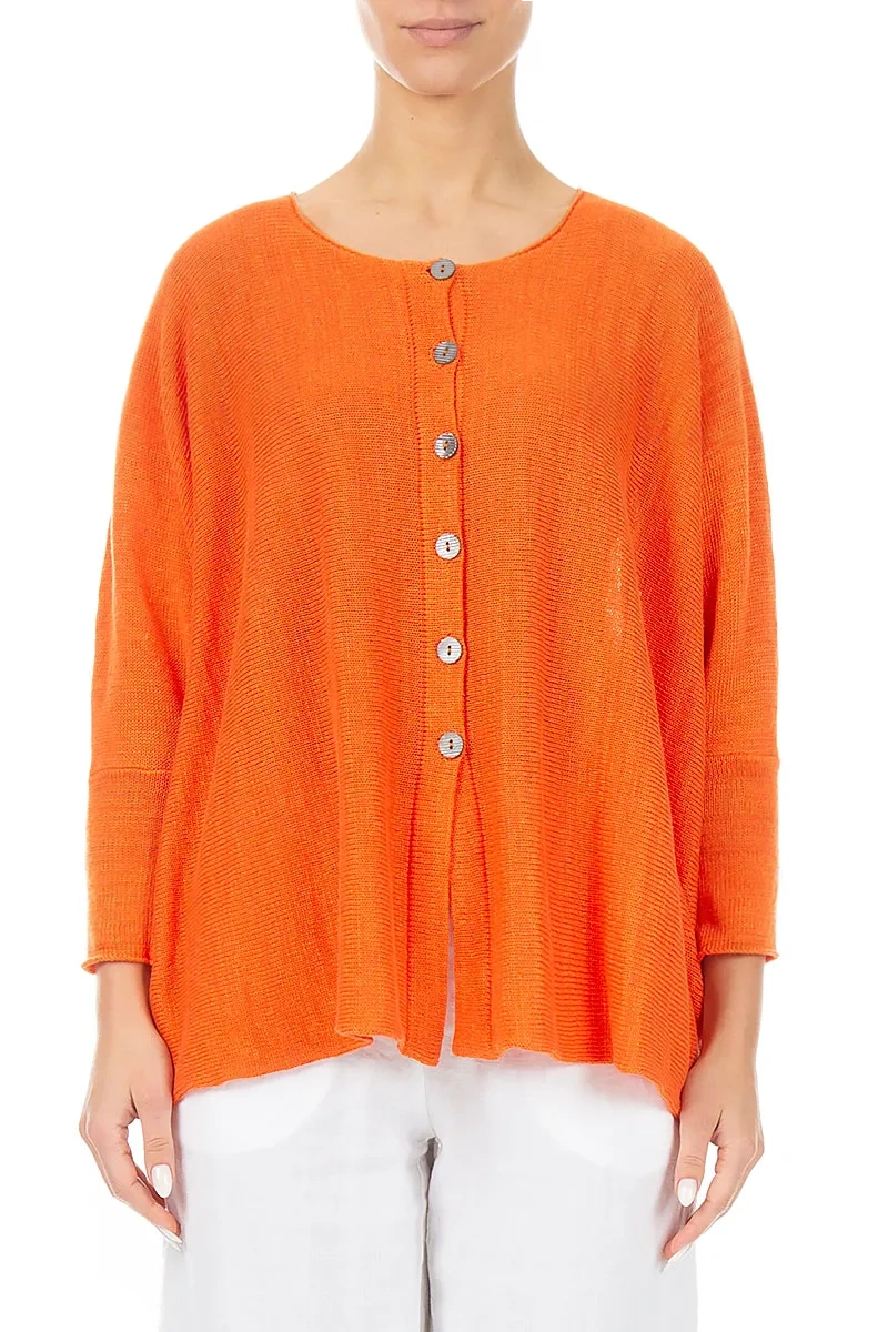Boxy Spiced Orange Linen Cardigan 1