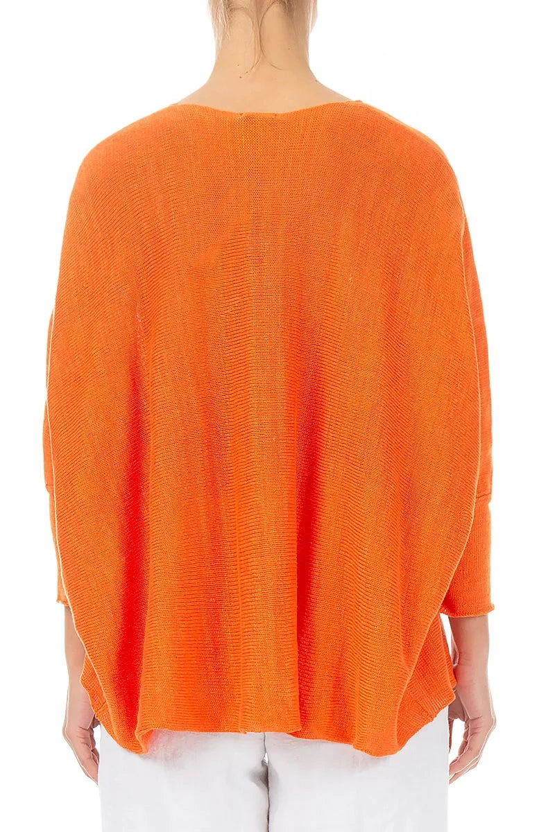 Boxy Spiced Orange Linen Cardigan 2