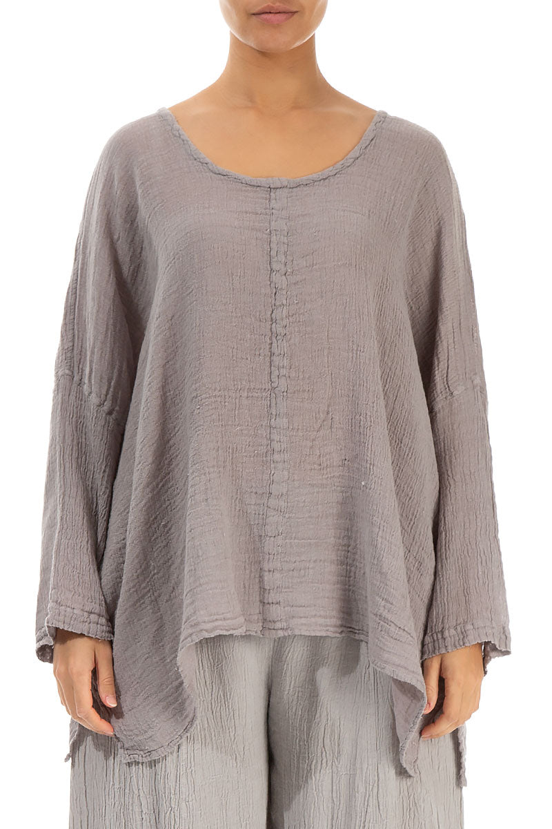 Boxy Taupe Linen Blouse