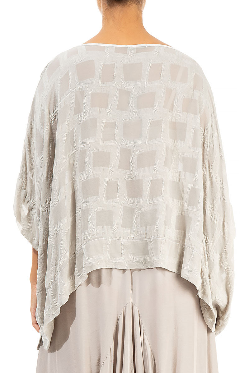 Boxy Textured Pearl Silk Blouse