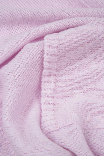 Boxy V-Neck Light Pink Wool Sweater