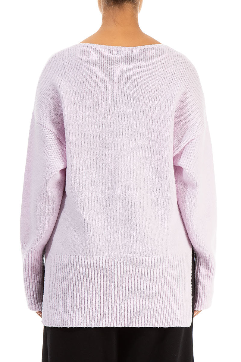 Boxy V-Neck Light Pink Wool Sweater