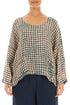 Boxy Watercolour Check Linen Blouse 1