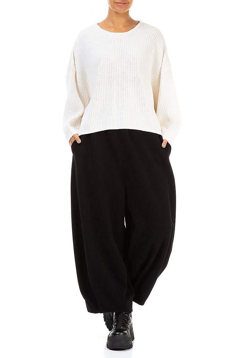 Boxy White Cotton Sweater