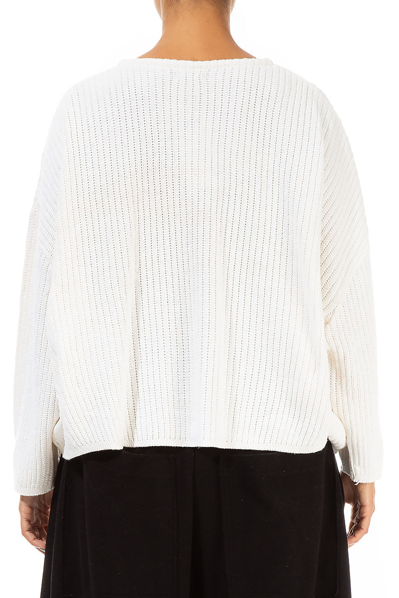 Boxy White Cotton Sweater