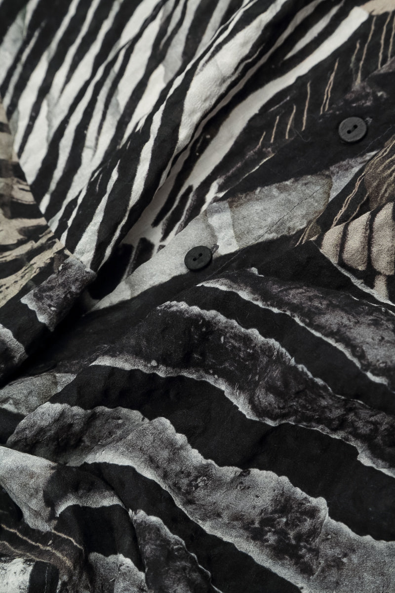 Boxy Wild Ink Textured Silk Shirt