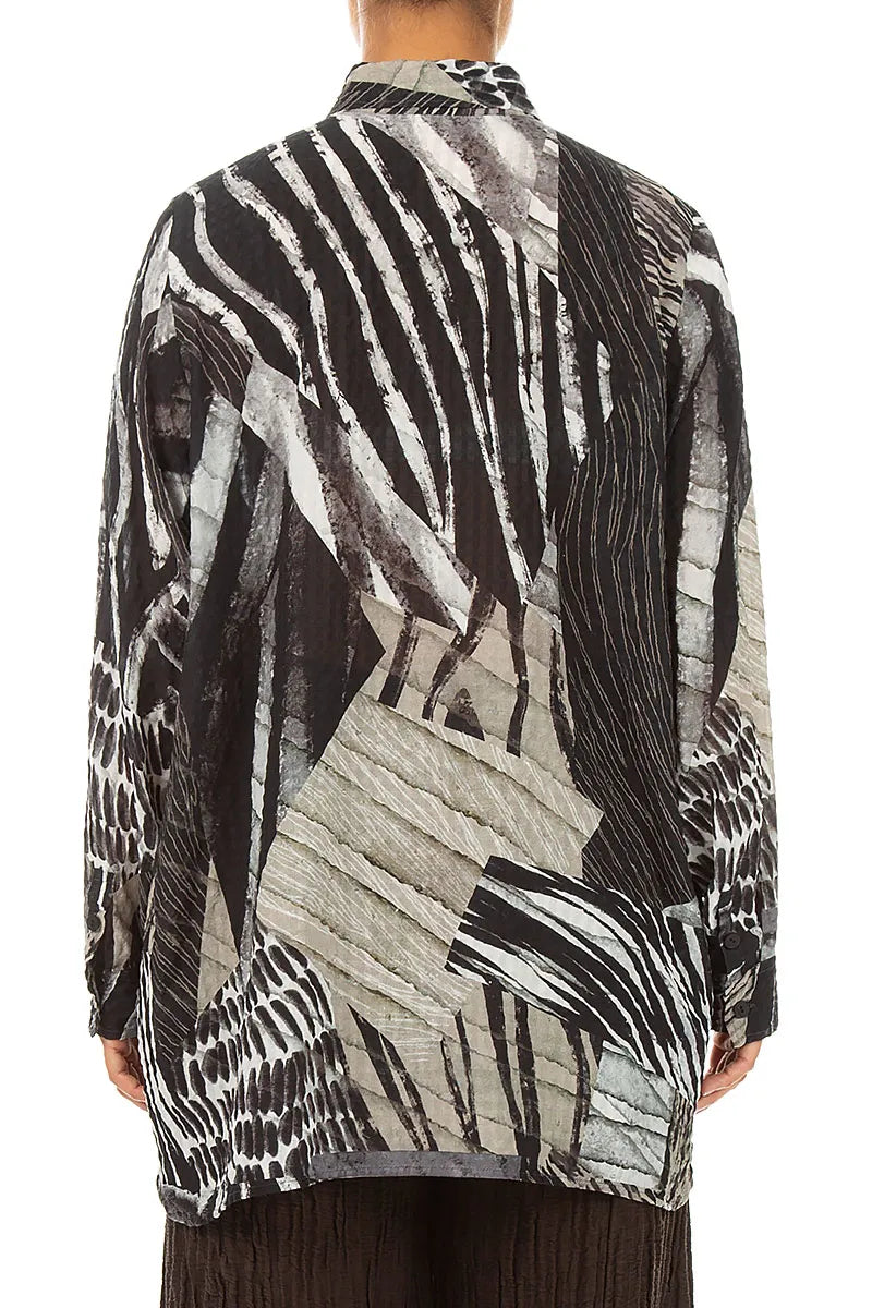 Boxy Wild Ink Textured Silk Shirt