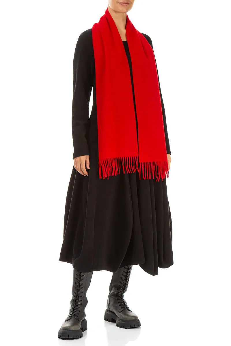 Bright Red Mulberry Silk Scarf 2