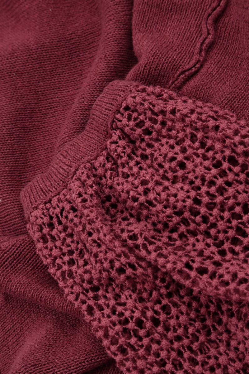 Broderie Sleeve Side Antique Ruby Linen Jumper 5