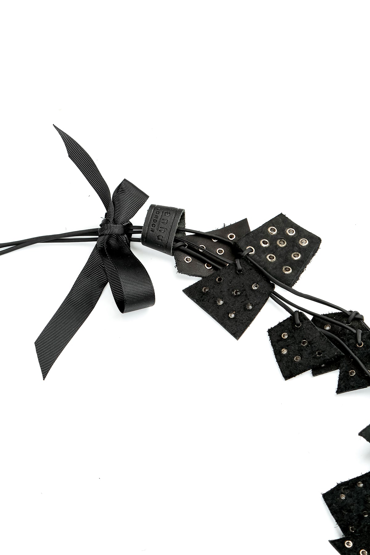 Bronze Halo Black Leather Necklace