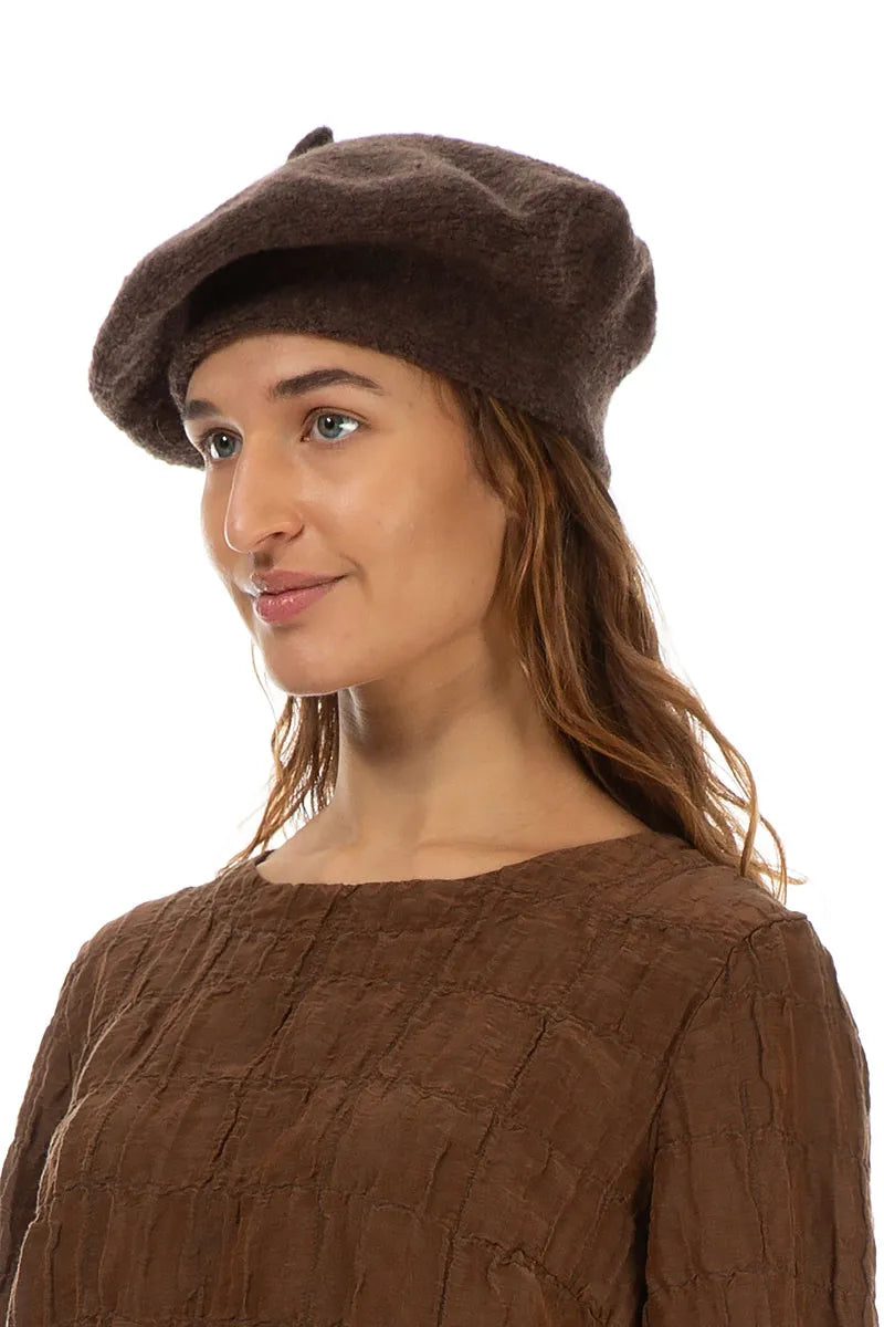 Brown Knitted Wool Beret 1
