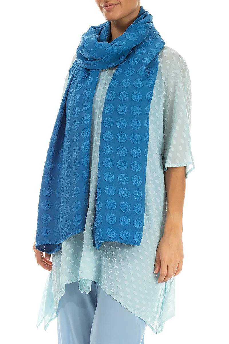 Bubble Cobalt Blue Silk Scarf