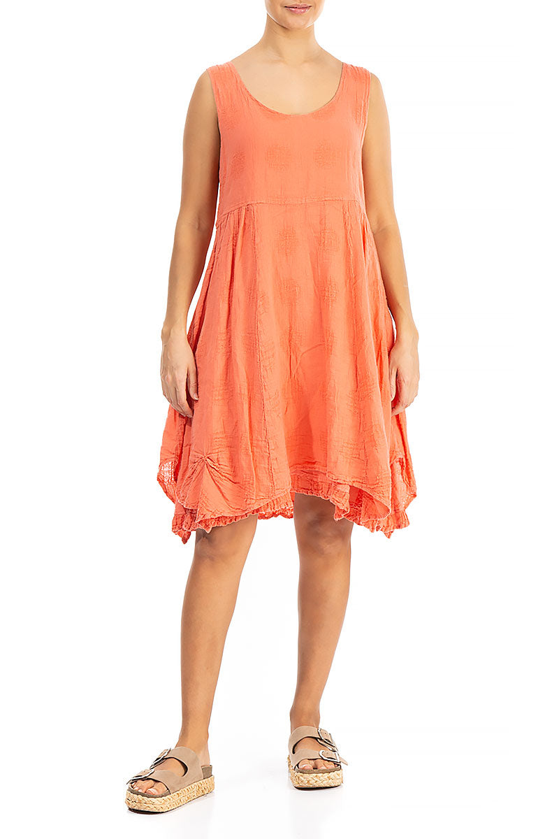 Bubble Pattern Coral Linen Midi Dress 3