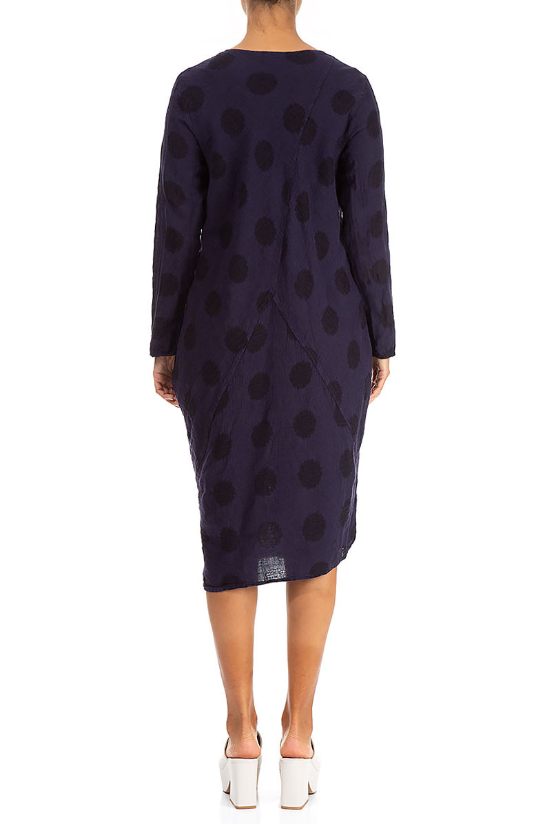 Bubble Pattern Dark Purple Linen Midi Dress 2