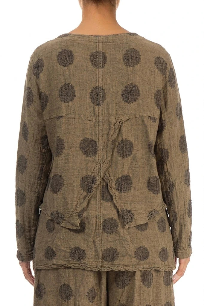 Veste en lin à motif à bulles couleur taupe sable