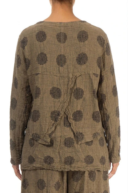 Veste en lin à motif à bulles couleur taupe sable