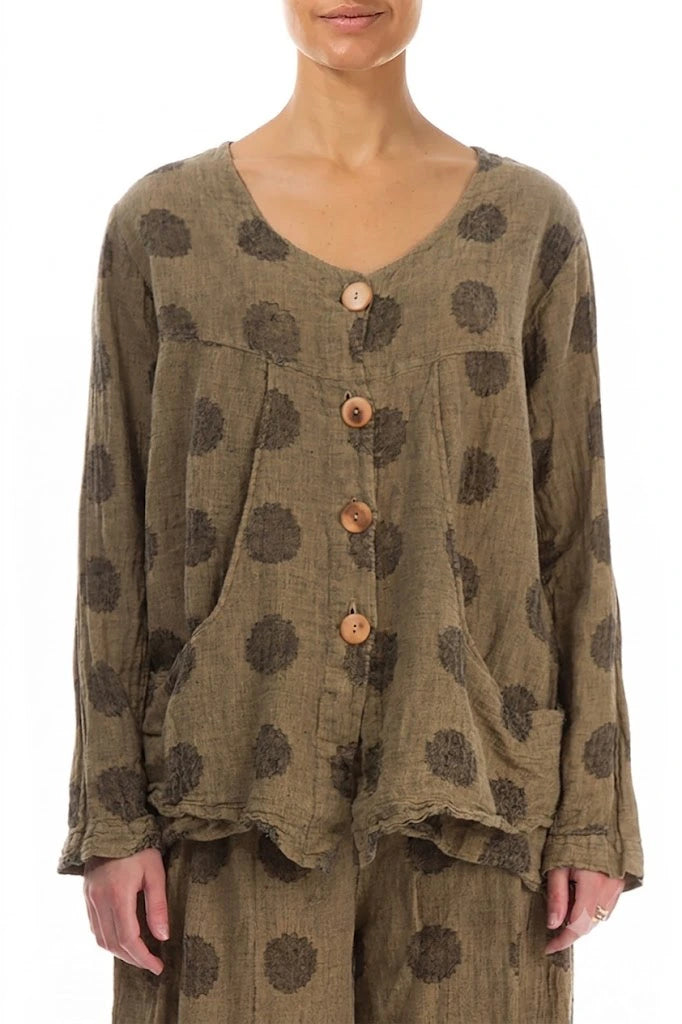 Veste en lin à motif à bulles couleur taupe sable