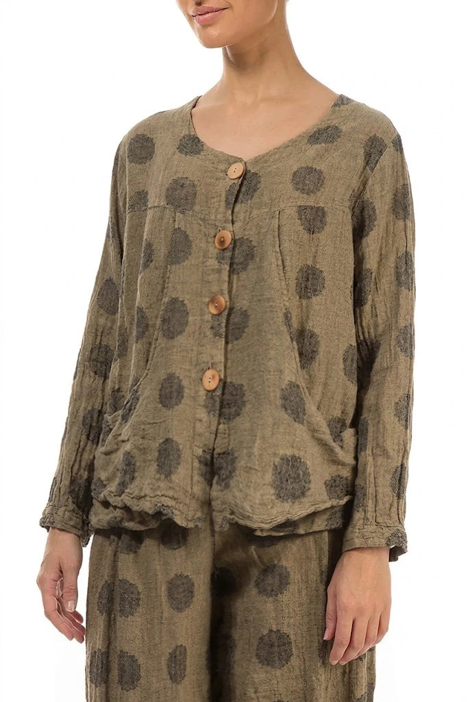 Veste en lin à motif à bulles couleur taupe sable