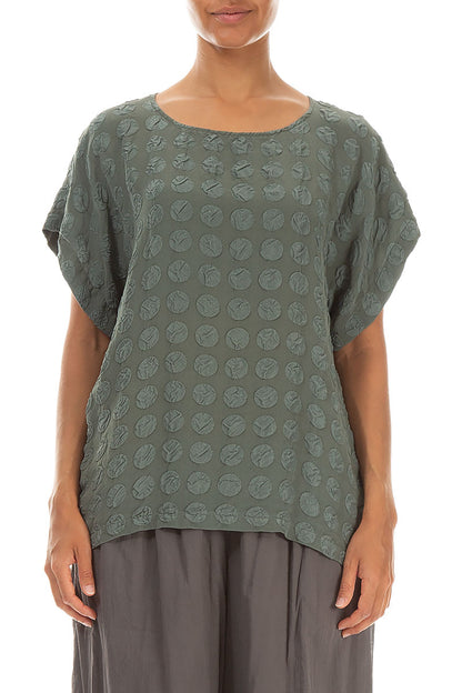 Bubble Sage Silk Blouse 1